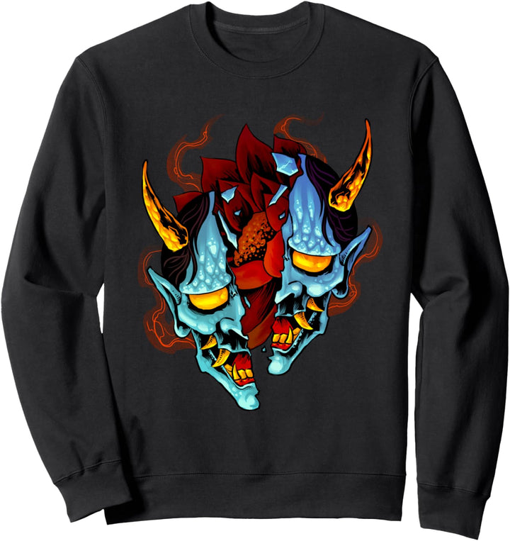 Japanischer Dämon Samurai Warrior Oni-Maske Teufel Sweatshirt