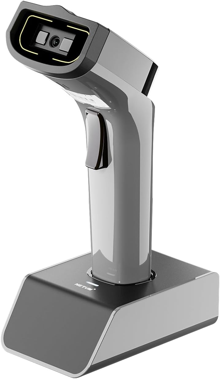 NETUM Bluetooth Barcode Scanner Kabellos mit Ladeschale, 2.4G USB 1D CCD Barcode Reader, Freispreche