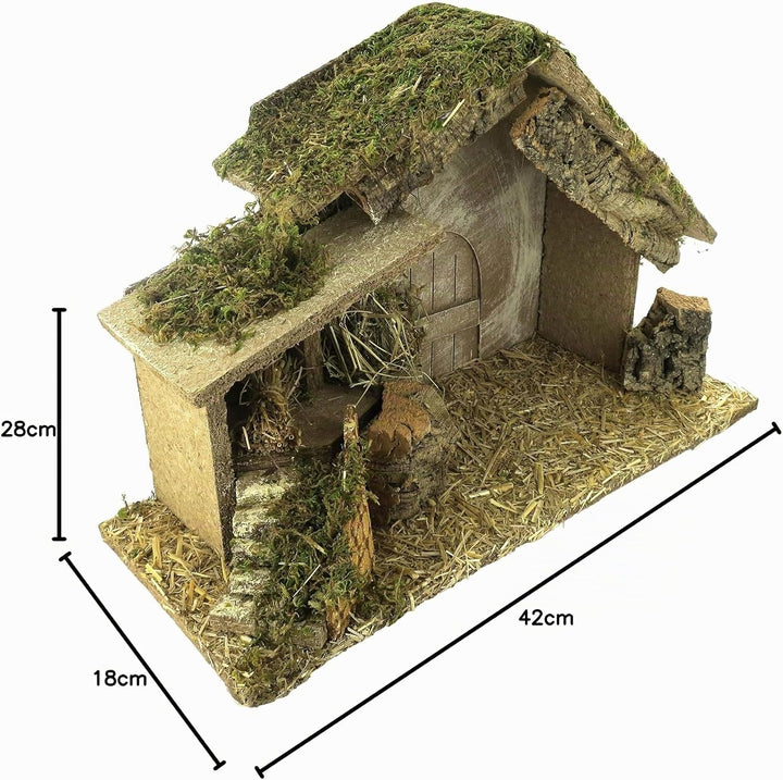 BERTONI Weihnachtskrippe aus Kork/Moos aus Holz, Mehrfarbig, Einheitsgrösse
