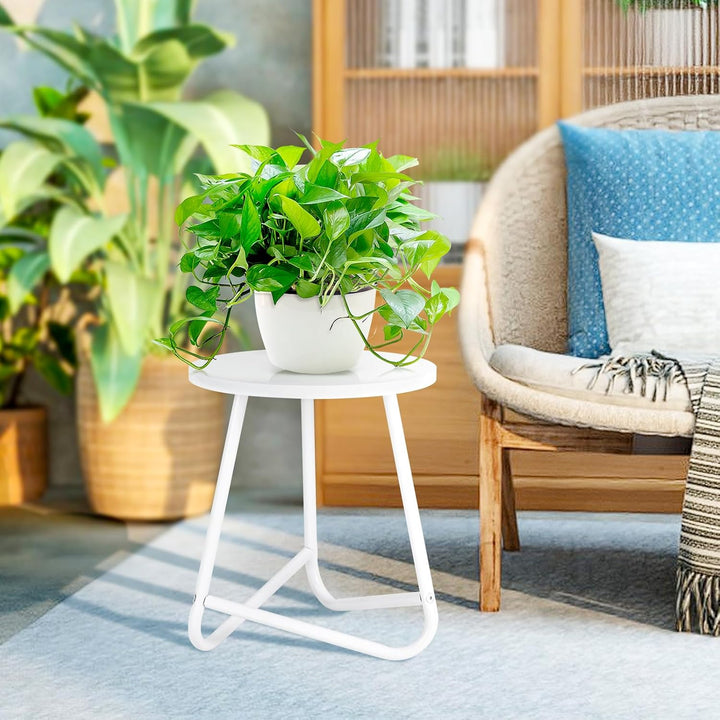 HDANI 35cm Rund Pflanzenständer,Blumenständer,Pflanzenregal aus Holz und Metall,Modernes Regal für Z