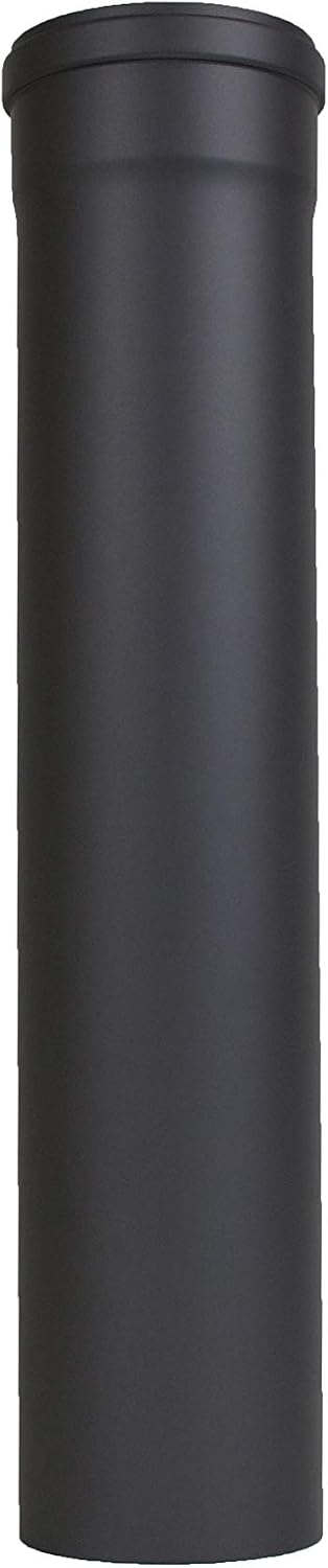 LANZZAS Pelletrohr 500 mm - Durchmesser Ø 100 mm - Farbe: schwarz - inklusive Silikon-Dichtring Läng