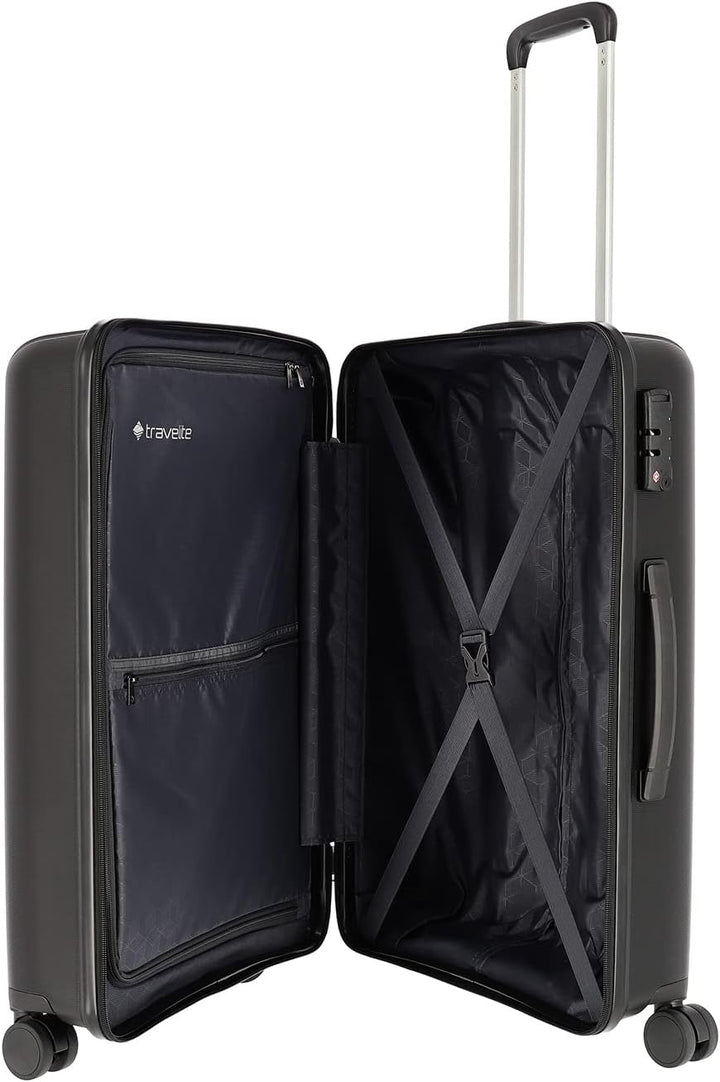 Travelite Vaka - 4-Rollen-Trolley 65 cm M black Schwarz, Schwarz
