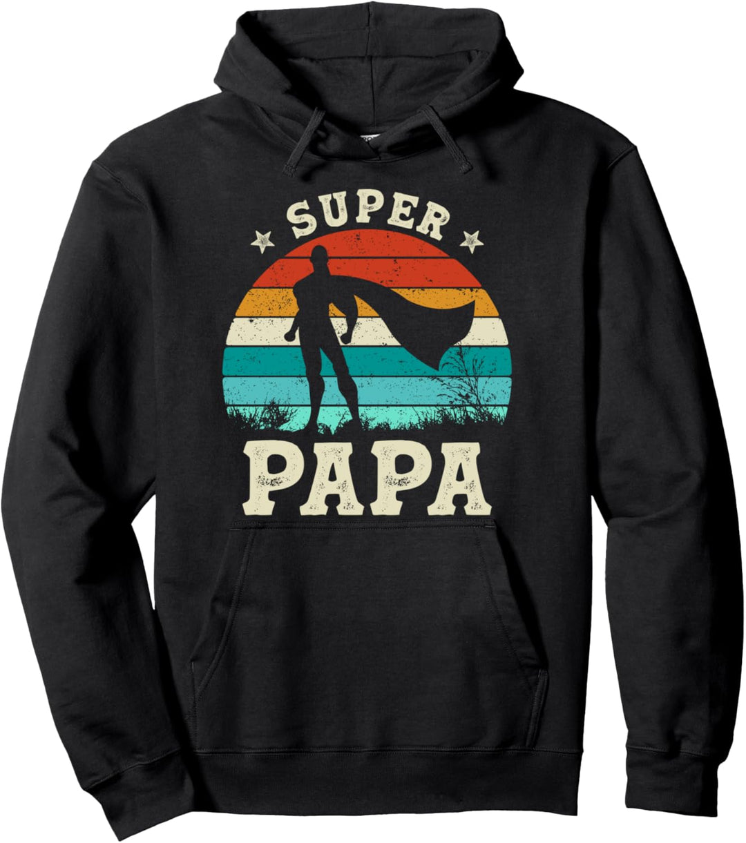 Vatertag Bester Vater Humor Retro Super Papa Pullover Hoodie