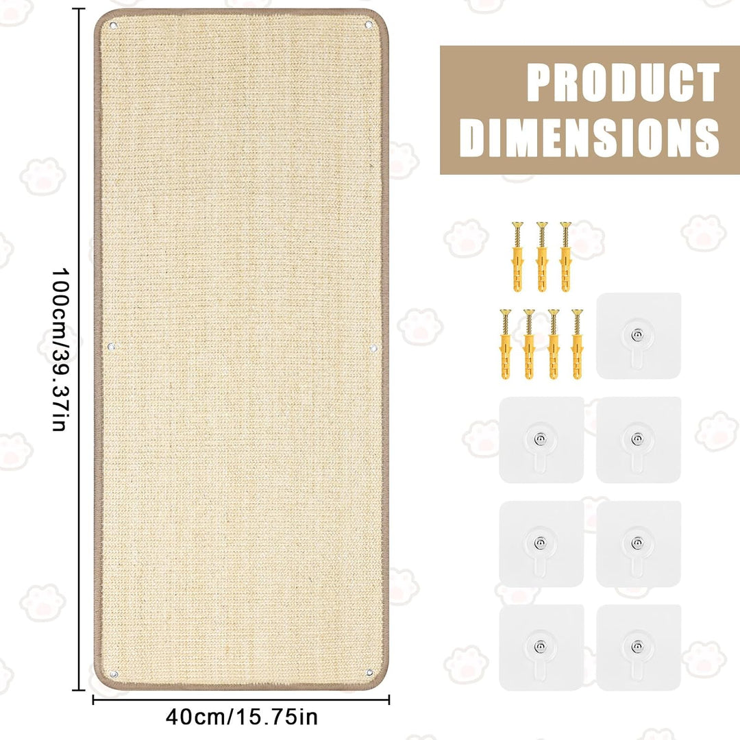 Kratzmatte Katze Sisal Teppich - 40x100 cm Selbstklebende Kratzschutzmatte Kratzschutz für Sofa Möbe
