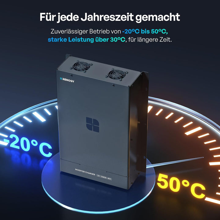 Renogy 2000W 12V HF Wechselrichter-Ladegerät, 12V DC auf 230V AC Reiner Sinus Wechselrichter-Ladeger