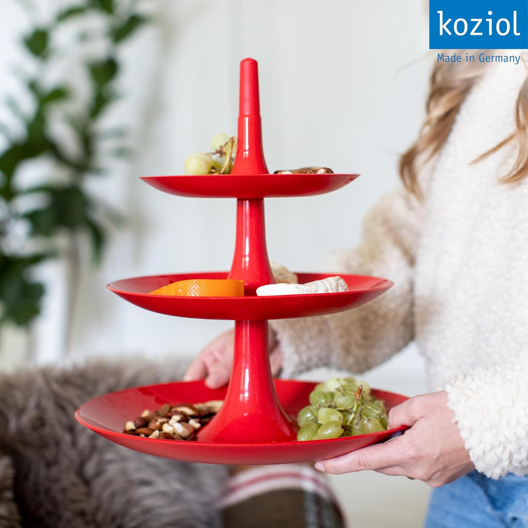 Koziol BABELL L Etagere 3-teilig | Servierständer für Kuchen, Gebäck, Obst, Käse, Sandwiches | biozi