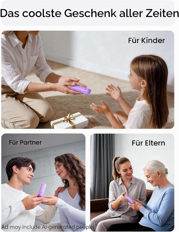 JISULIFE Handventilator, 3 in 1 Ventilator, Powerbank, Taschenlampe, Lila | Mini-Kühlgerät, klein, h