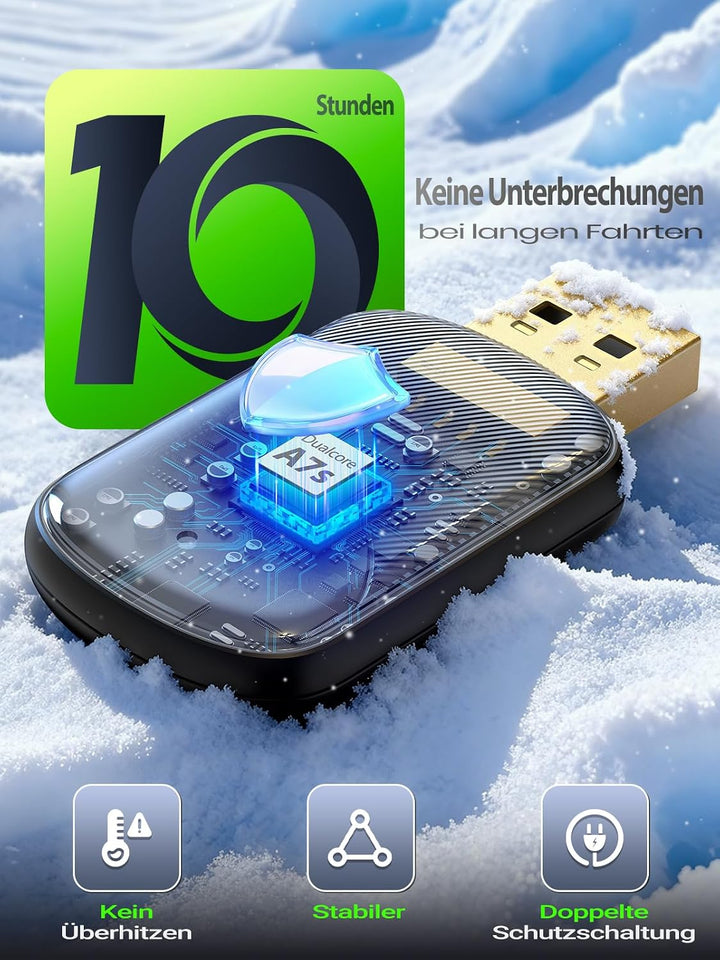 Mini Wireless CarPlay Adapter &amp; Android Auto Adapter, USB-A/C Metall | Für Apple iPhone iOS 10+ &amp; An