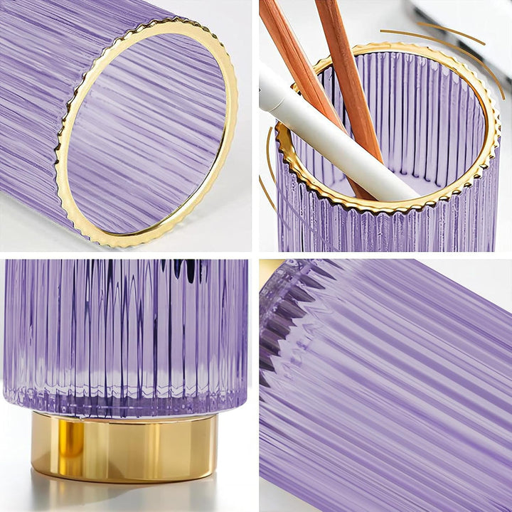 DASITON Make up Pinsel Organizer,Kosmetik Organizer Gold,Pinsel Organizer aus Glas,Pinselhalter Kosm