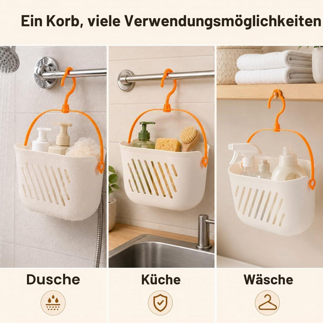 UKCOCO Duschkorb mit Haken: Multifunktionskorb Hängekorb - Kunststoff Hängende Duschkorb Tragbarer O