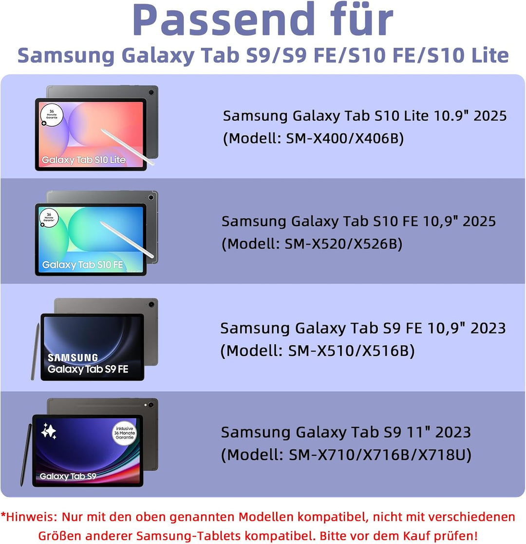 Bettdow für Samsung Galaxy Tab S10 Lite/S10 FE 10.9" 2025 Tastatur Hülle, Deutsch QWERTZ Layout Abne