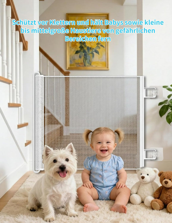 Treppenschutzgitter Ausziehbar für Babys, 0-150cm Treppenschutzgitter Türschutzgitter Ausziehbar Gee