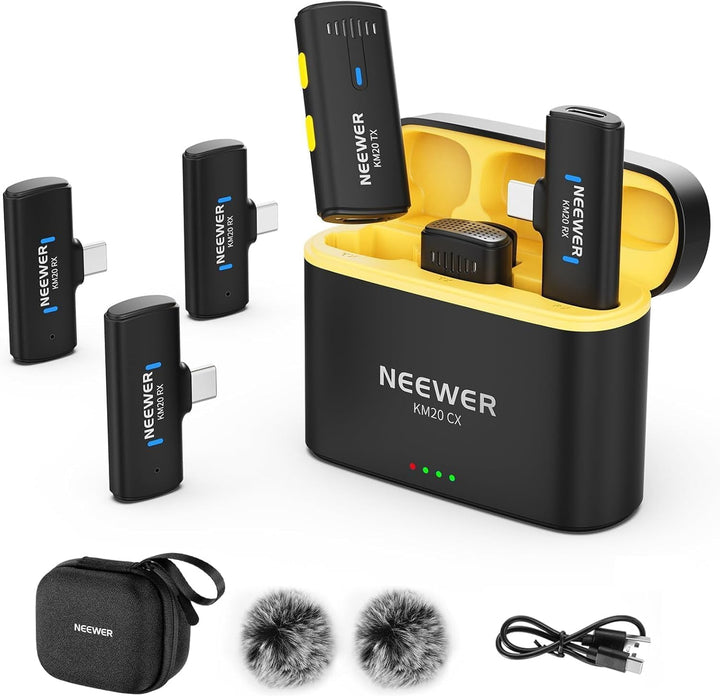 NEEWER Drahtloses Lavalier Mikrofon System kompatibel mit iPhone Android Phone Computer PC Laptop Ta