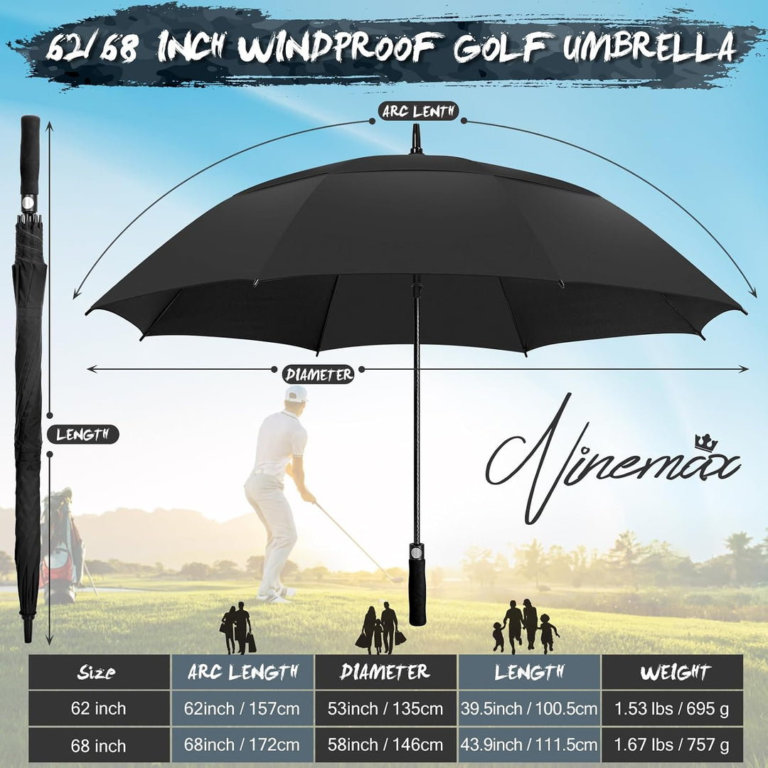 NINEMAX Golfschirm Gross 62/68 Inch Golf Regenschirm Sturmfest Automatik Öffnen Golf Regenschirm Dop