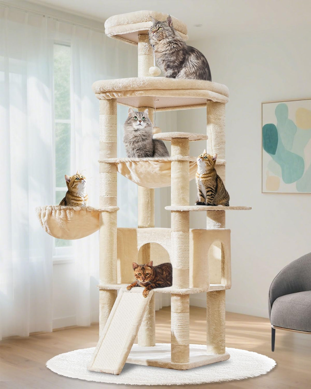 Taoqimiao 183CM Kratzbaum Gross XXL, Katzenbaum Kratzbaum Grosse Katzen Stabil Katzenkratzbaum mit K