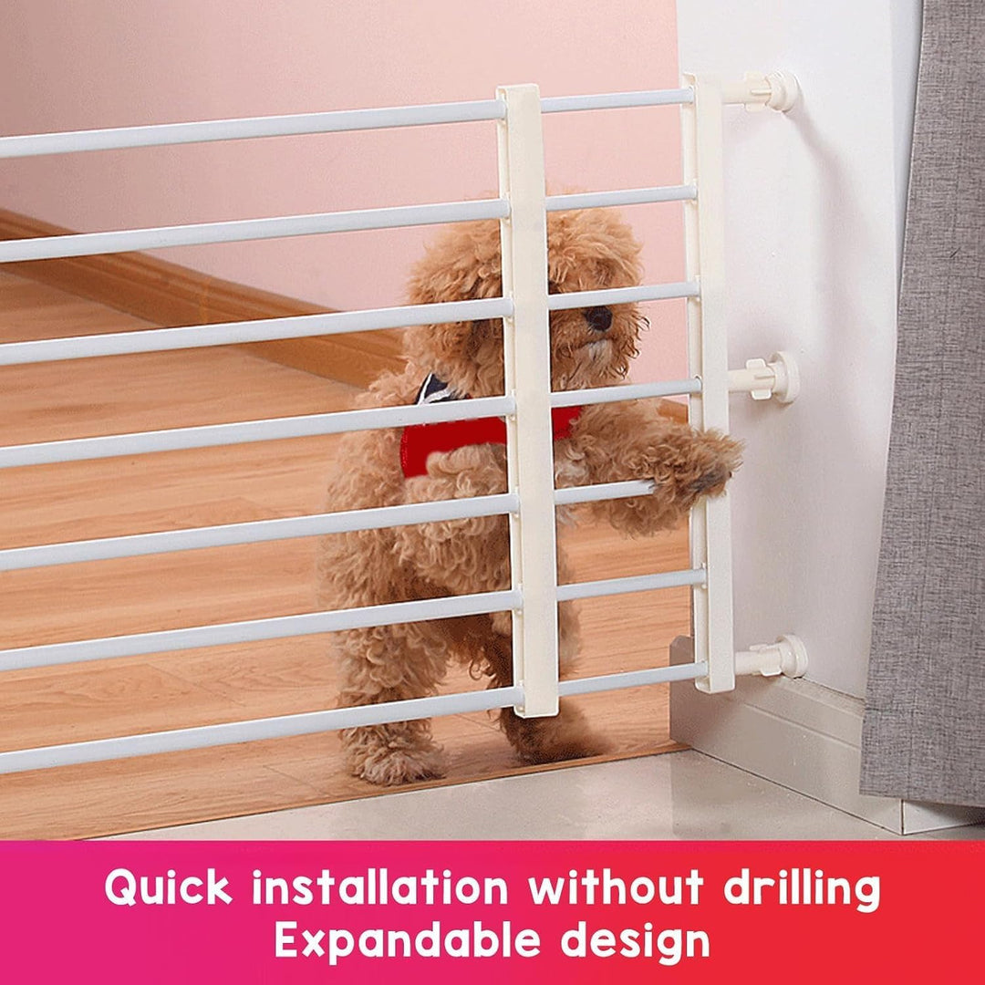 Pssopp Kurzes Hundegitter, in der Breite Erweiterbar, Stabiler Metallrahmen, Einfache Installation,