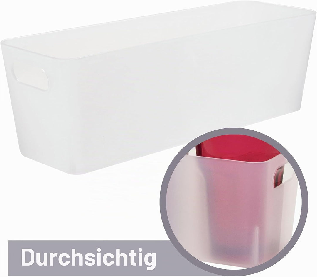 12x Ordnungsbox 10cm hoch milchig-transparent 30x10x10cm 2L Ordnungskorb Milchig-transparent 12 STÜC