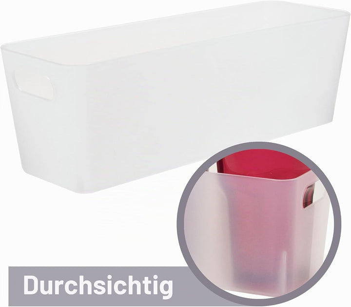 12x Ordnungsbox 10cm hoch milchig-transparent 30x10x10cm 2L Ordnungskorb Milchig-transparent 12 STÜC