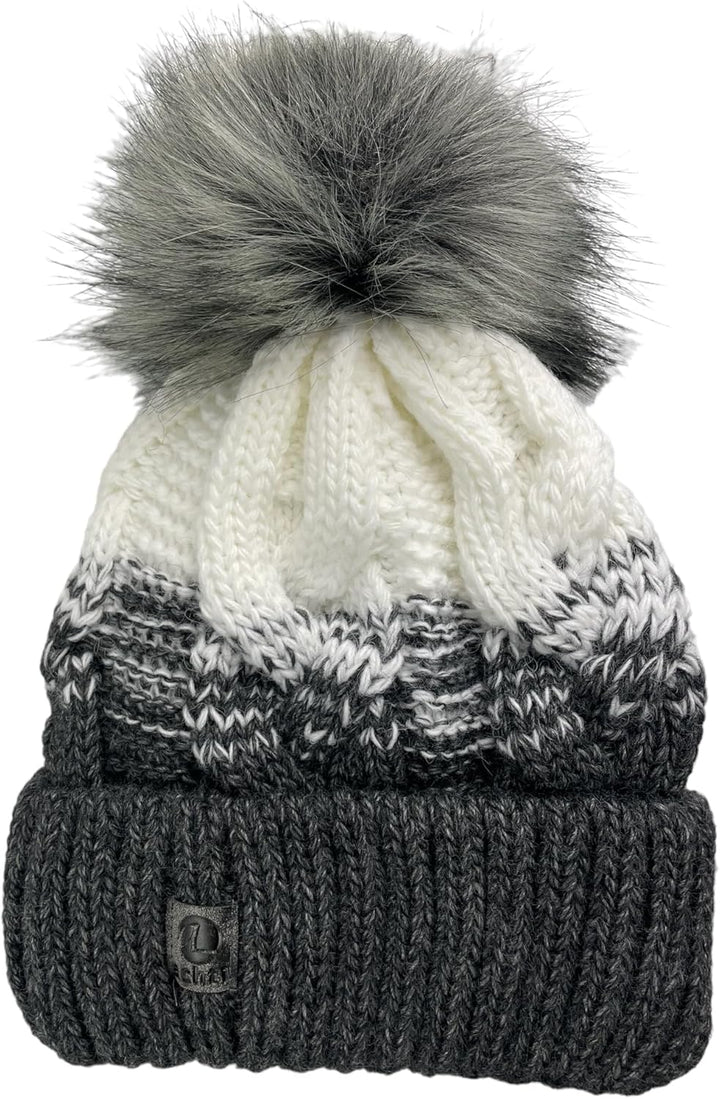 Mütze &amp; Schal Set achti I 2 teilig I Damen Kombi - Beanie mit grossem Bommel und Loop I kuschelig ge