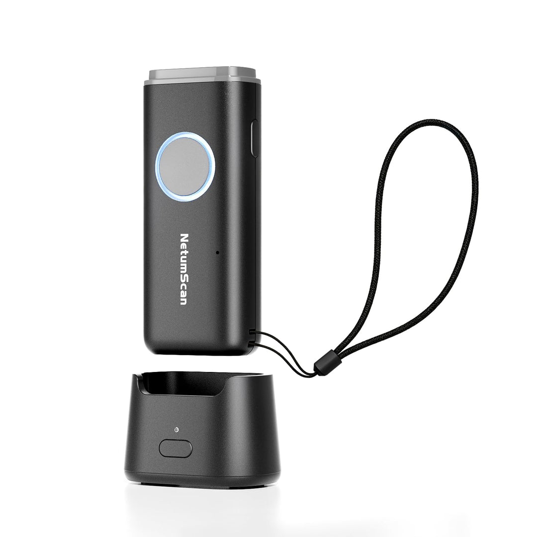 NetumScan Bluetooth-1D/2D/QR Tragbar Barcodescanner mit Ladestation U820 Scannt Data Matrix/EAN, kom