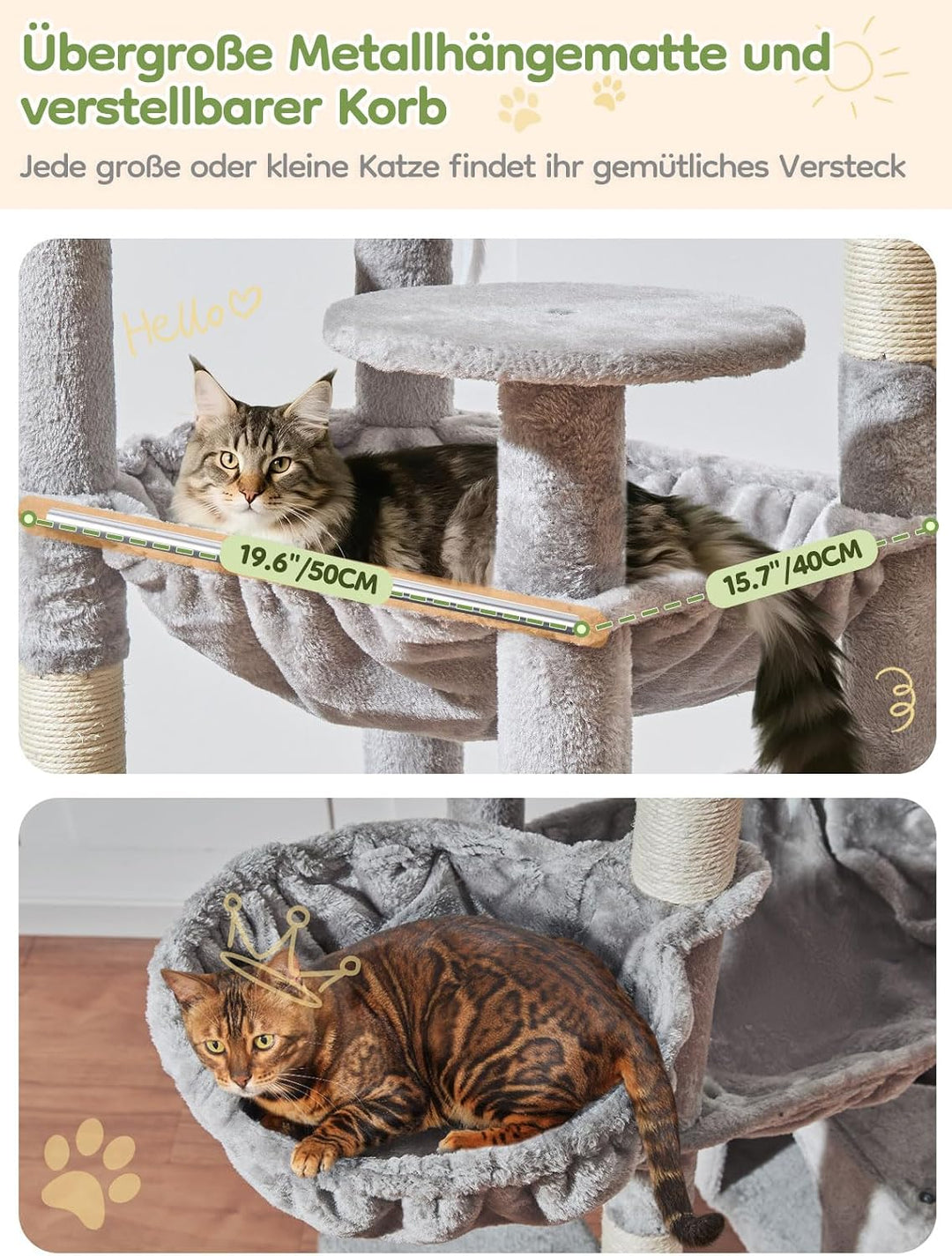 Taoqimiao 193CM Kratzbaum Gross XXL, Katzenbaum Katzenbaum Grosse Katzen Stabil Katzenkratzbaum mit