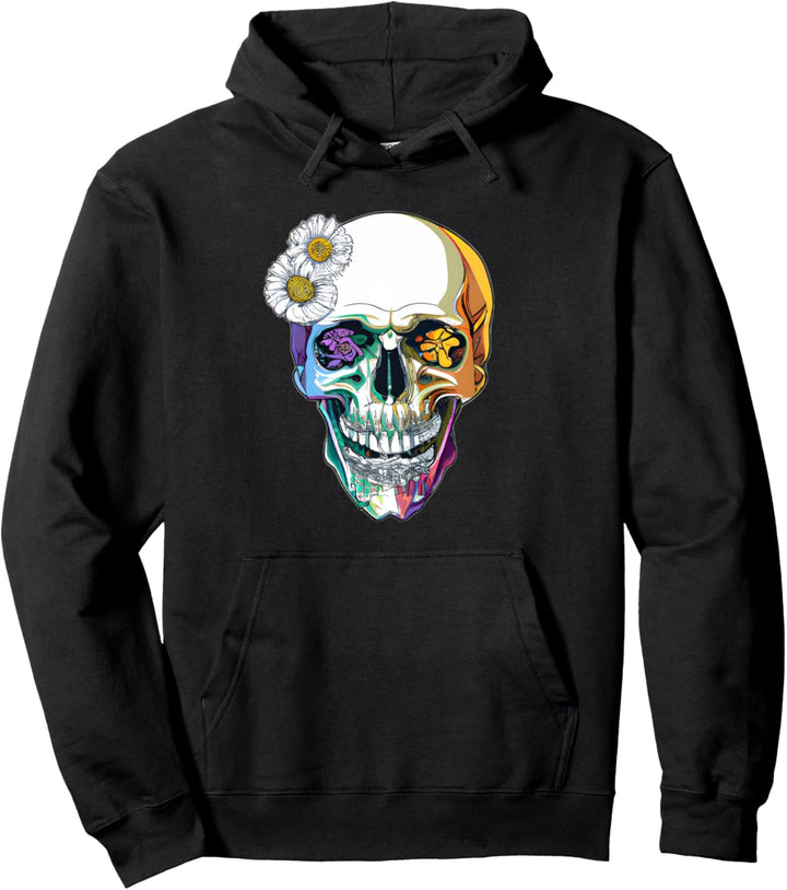 Cooler mexikanischer Knochenkopf Blumen Schädel Halloween Pullover Hoodie