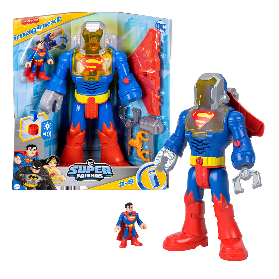 Fisher-Price Imaginext DC Super Friends einsetzbarer Superman mit Exo-Anzug als ca. 30 cm grosser Ro