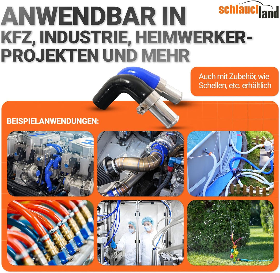 4 Stück | Silikonbogen 90° Grad ID-Ø 34mm blau 200°C | VIELE GRÖSSEN &amp; FARBEN | Silikon-Schlauch Lad
