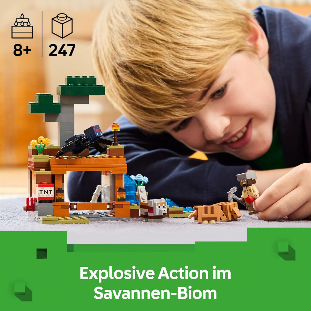 LEGO Minecraft Die Expedition zur Gürteltiermine, Set mit Minifigur aus dem Videospiel, Bauspielzeug