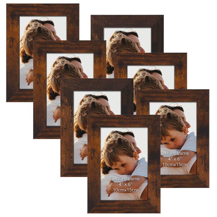 7er-Set rustikale Bilderrahmen für Fotos 10x15cm, Vintage-Stil ideal für Wand- und Tischaufstellung