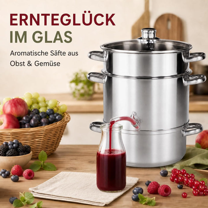 Dampfentsafter 5 Liter Edelstahl Ø 22 cm für alle Herdarten &amp; Induktion