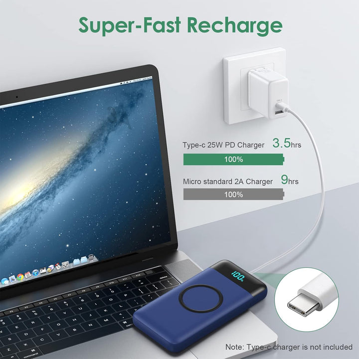 Wireless Powerbank Schnellladen 26800mAh, Power Bank 25W PD3.0+QC4.0, 15W Wireless Charger Powerbank