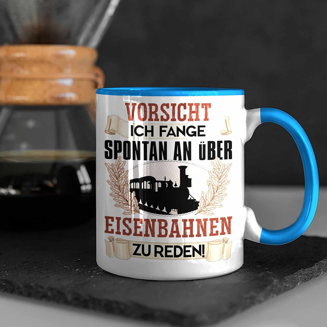 Trendation - Eisenbahner Tasse Geschenk für Modelleisenbahn-Fans Geschenkidee Ich Fange Spotan An Üb