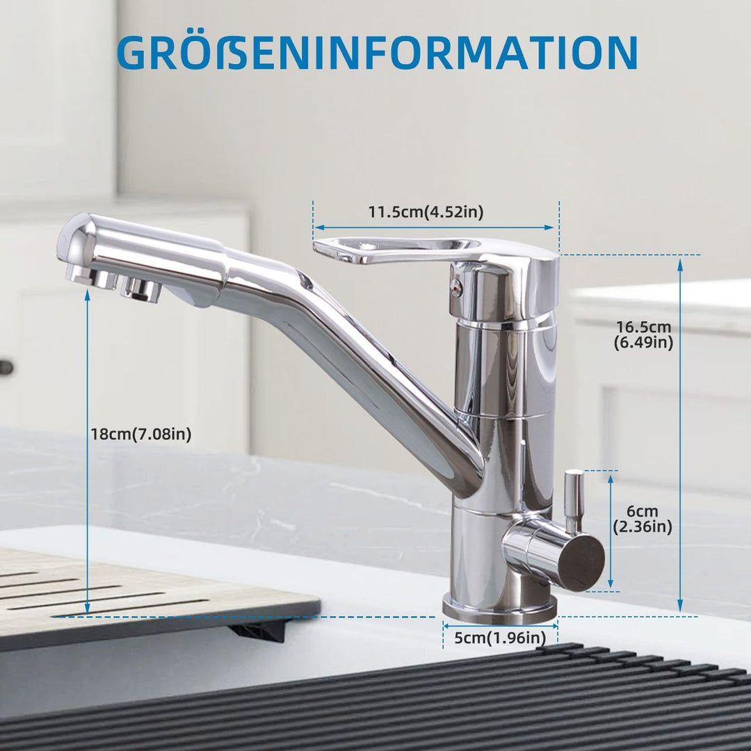3-Wege-Küchenarmatur, 360° drehbarer Küchenarmatur, Spültischarmatur mit flexiblem Auslauf, G3/8 Zol