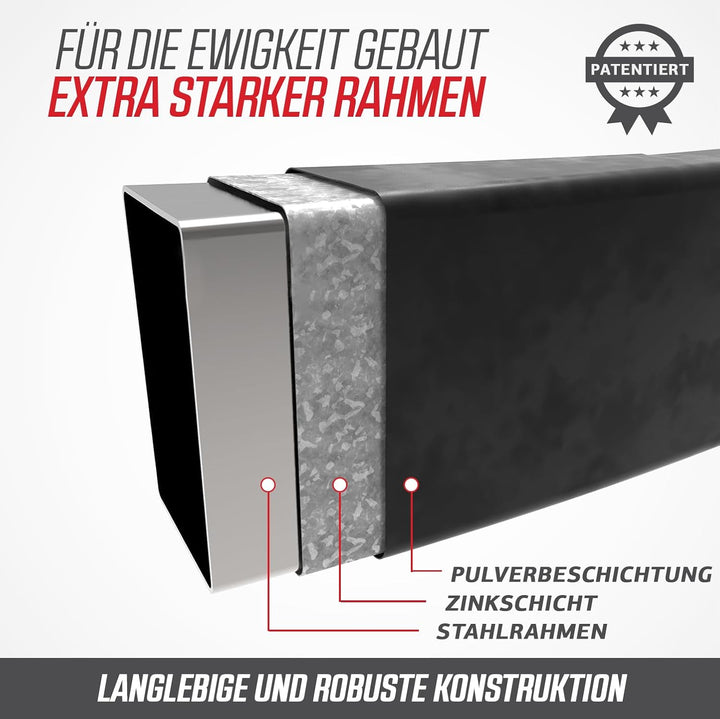 BERG Ultim Champion Trampolin rechteckig grau | Premium Gartentrampolin mit Sicherheitsnetz | Airflo