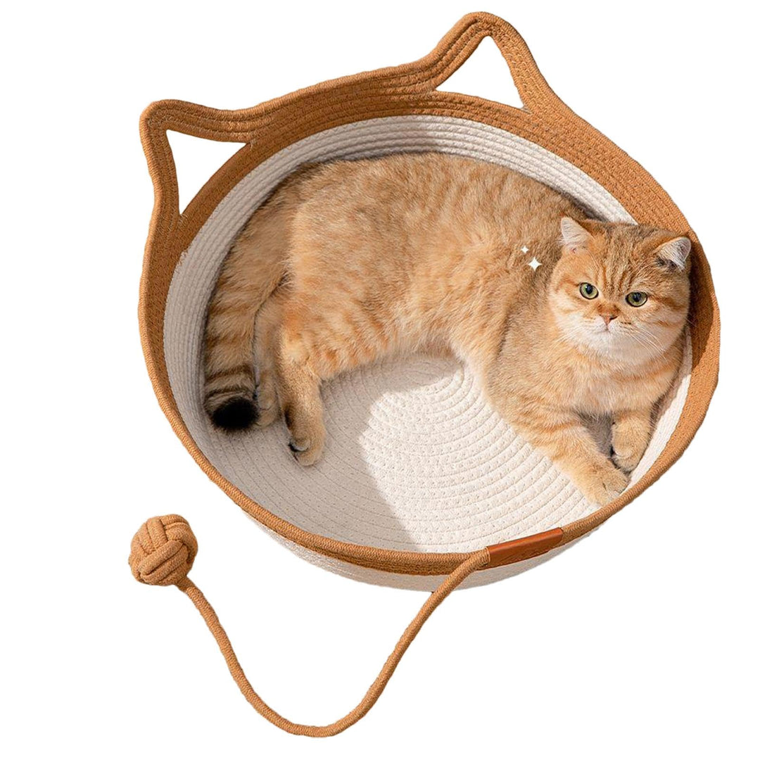 Handgewebtes Katzenbett, Verschleissfestes Katzenbett Katzen Schreibtischkorb Mit Niedlichem Ohr Kat