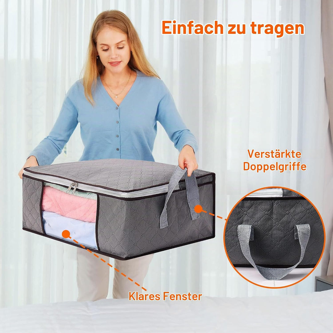 Vieshful 6 Stück Faltbare Aufbewahrungstasche 35L Durchsichtige Fenster Tragegriffe Unterbett Ideal