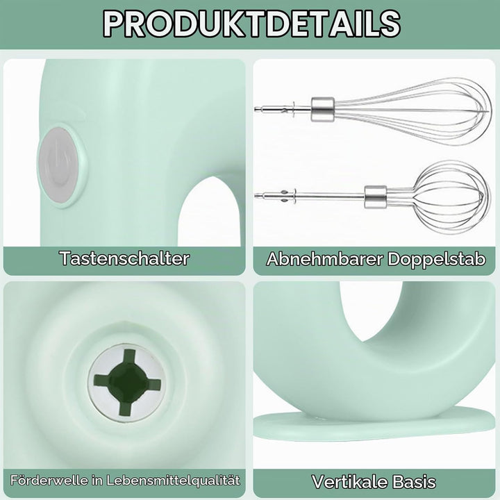 Elektrischer Schneebesen - Grün Handmixer Kabellos,Schneebesen Elektrisch,USB Mini Handmixer Akku mi