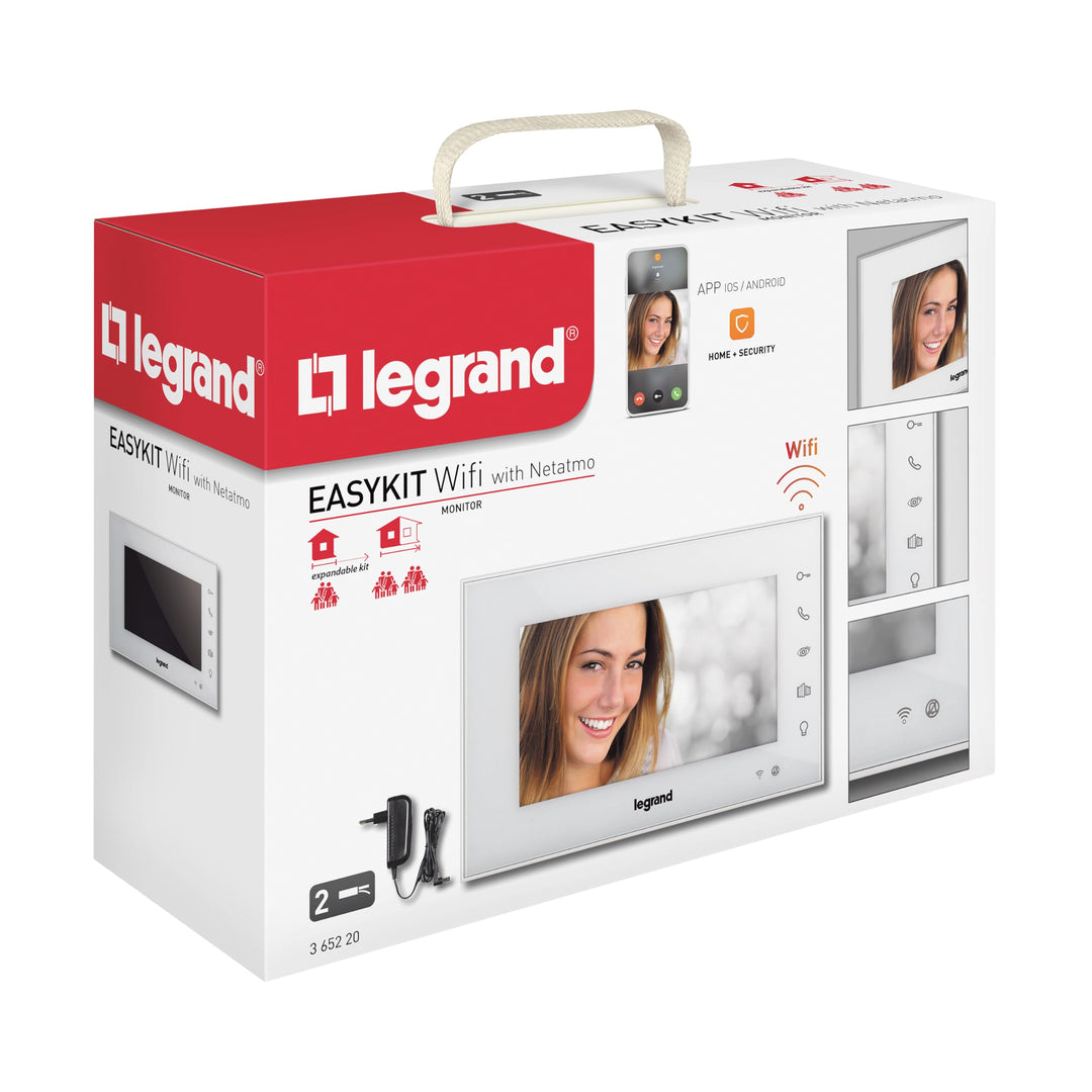 LEGRAND, EASYKIT Wi-Fi-Video-Innenstelle, 7"-Hochglanz-Farbmonitor, Sensortasten, Smartphone-Anbindu
