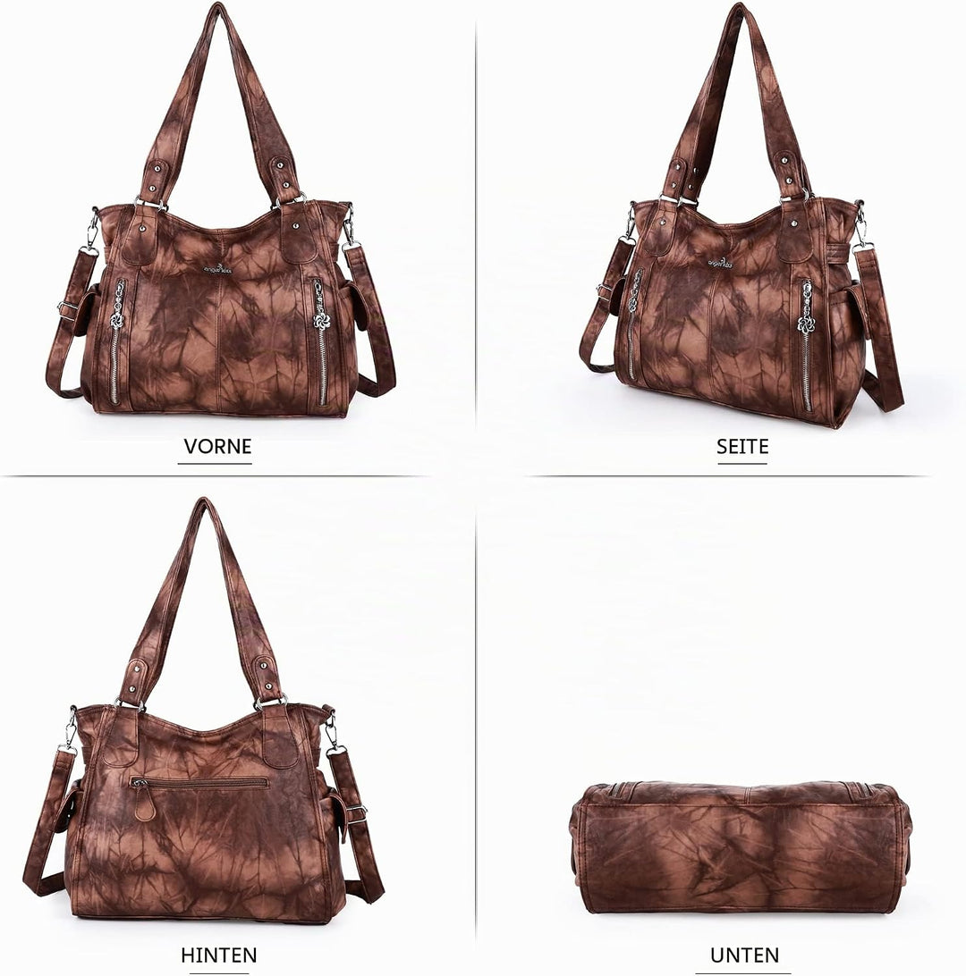 ZOCAI AngelKiss Handtasche Damen Schultertasche Multifunktionale Umhängetaschen Gewaschenes Veganes