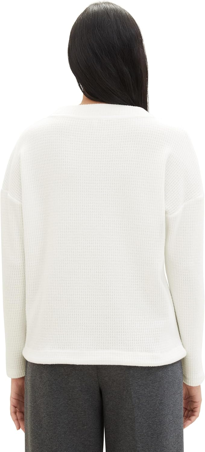 TOM TAILOR Damen Sweatshirt, 10315 - Whisper White