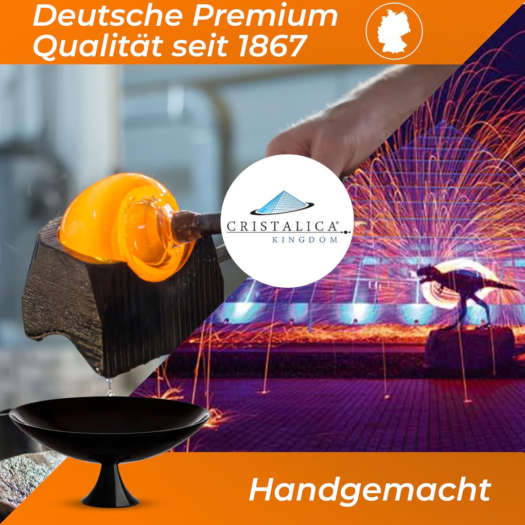 CRISTALICA Obstschale Schwarz - Dekoschale mit Fuss aus Glas - 33 cm Durchmesser - Premium Süssigkei