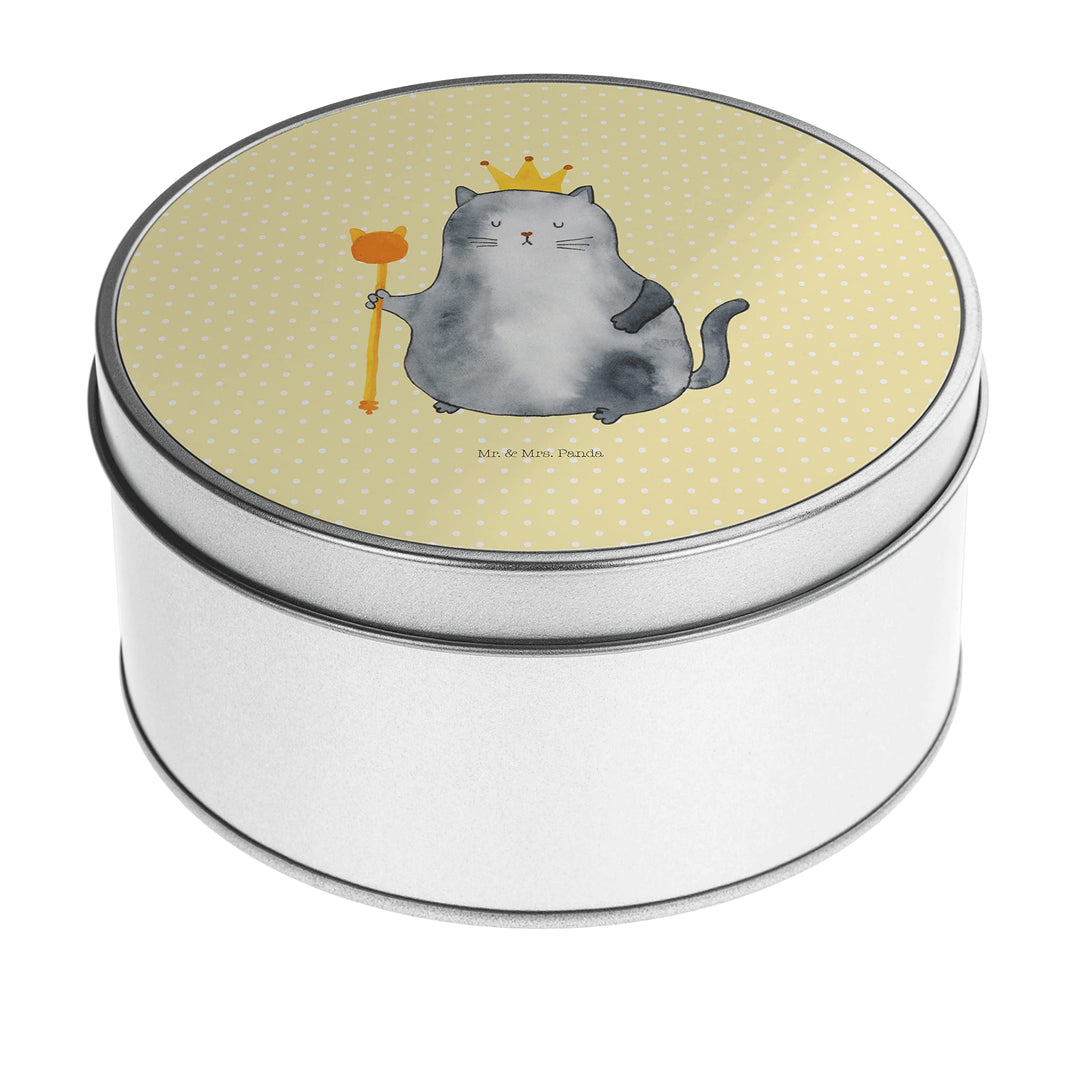 Mr. &amp; Mrs. Panda Blechdose rund Katze König - Geschenk, Katzenfreund, Katzendeko, Blechdosen mit Dec