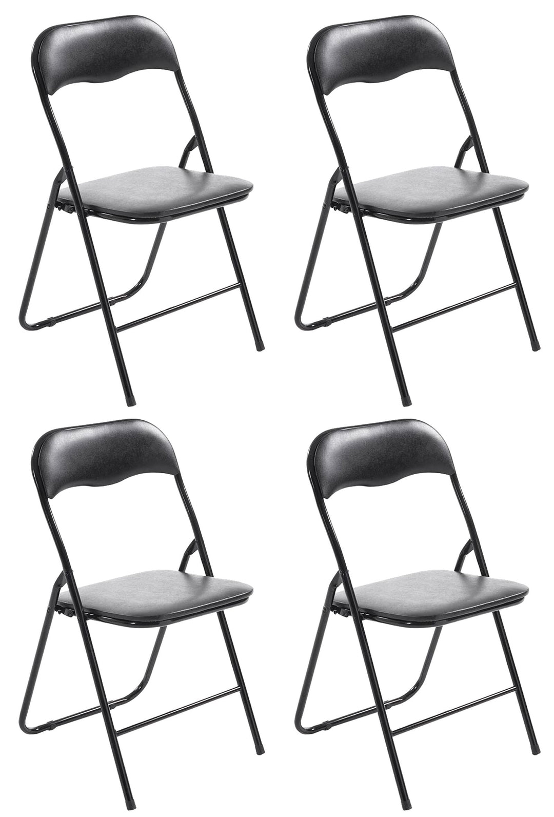 CLP 4er Set Klappstuhl Felix Gepolstert I Küchenstuhl Mit Metallgestell I Kunstleder PVC Sitz Gepols