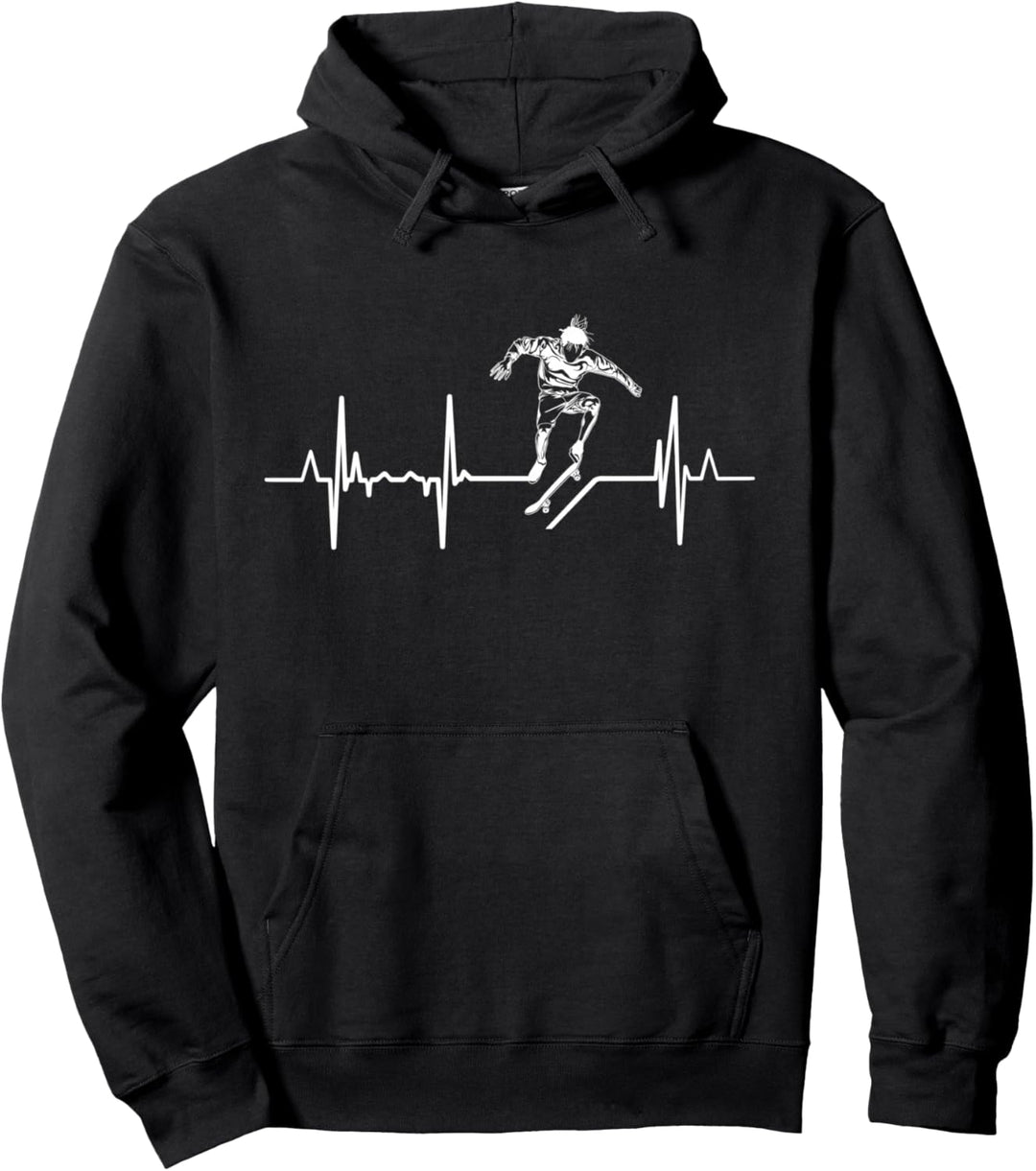 Jungen Skater Herzschlag Skateboarder Herzlinie Skateboard Pullover Hoodie
