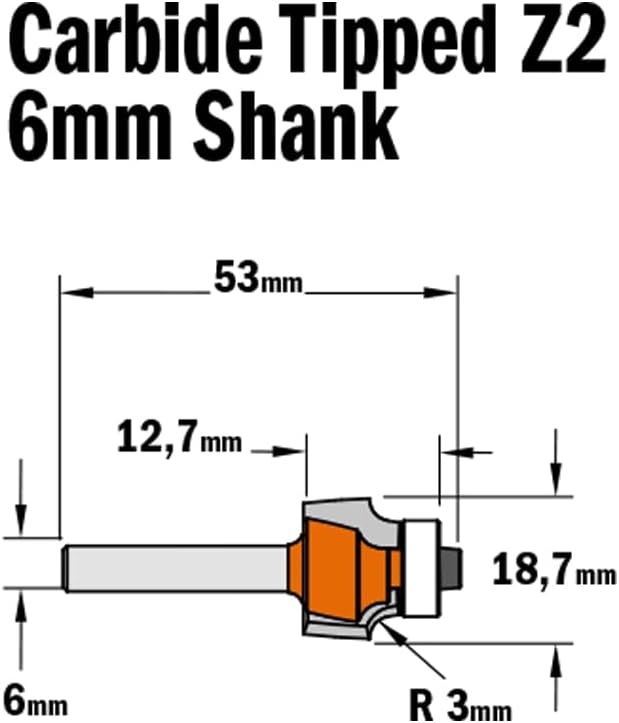 CMT Orange Tools 738.187.11 – Erdbeere R. Concavo mit rodam. HM S 6 I 12.7 R 3 D 18.7