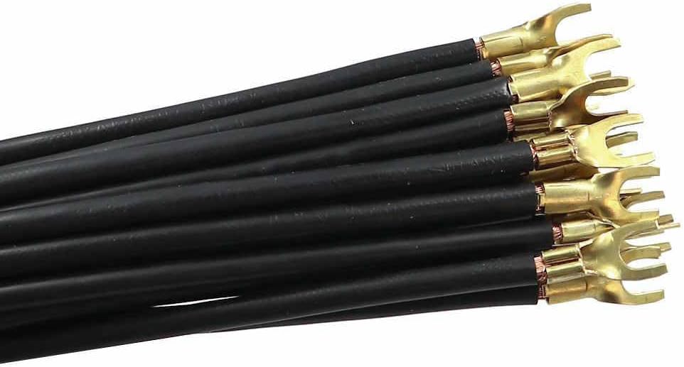 WITTKOWARE 25 Stück Elektro Verdrahtungsbrücken, 6mm², 265mm, beidseitig Gabel-Kabelschuhe, schwarz