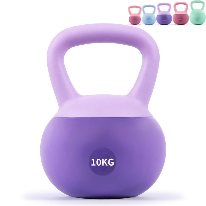 Soft Kettlebell 4-12kg - Bodenschonend und Leise, Eisensand-Kugelhantel mit ergonomischem Griff für