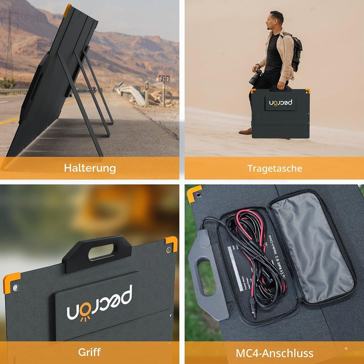 pecron 200 Watt Solarpanel, Tragbares Solarpanel für Kraftwerk, Hocheffizientes Solarpanel Faltbar,