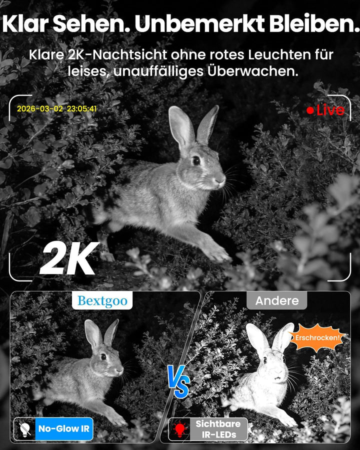 Bextgoo 4G LTE Überwachungskamera mit SIM Karte, 2K Mini Kamera ohne WLAN